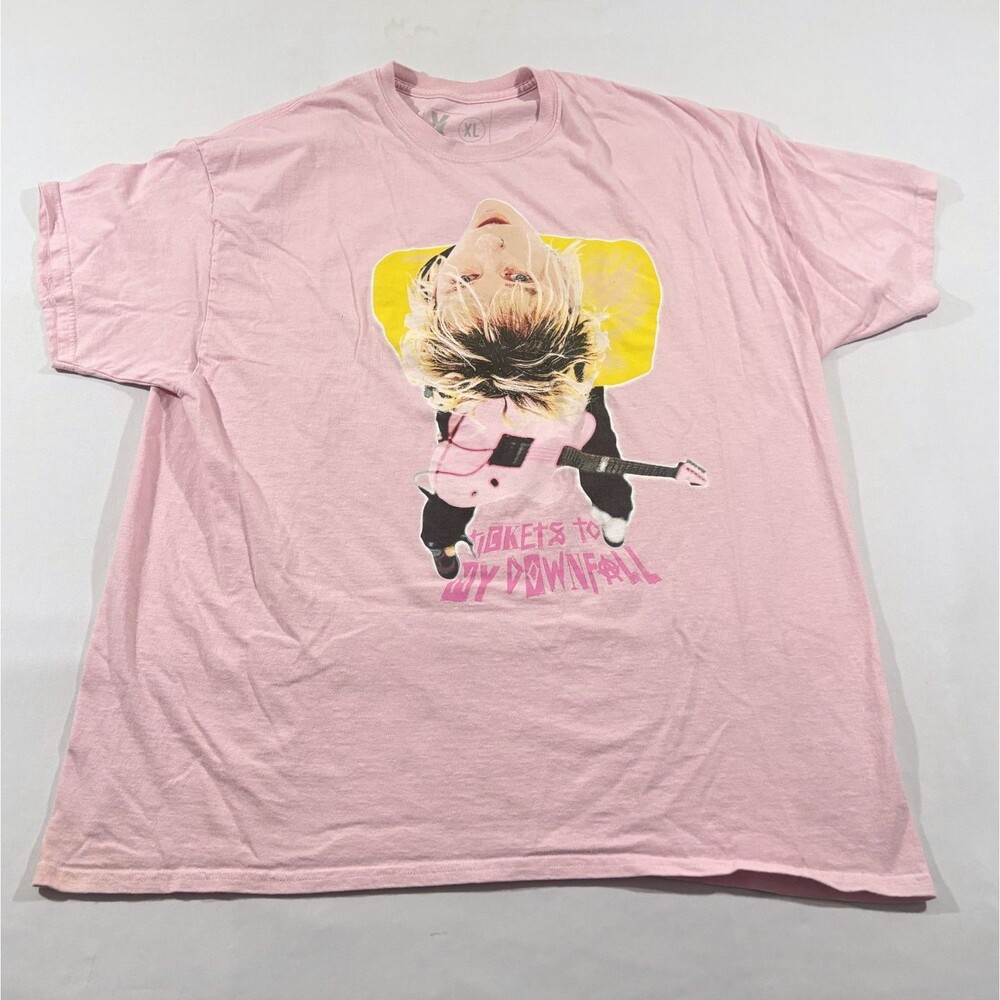 Machine Gun Kelly T-Shirt Mens Pink Crew Hip Hop Rap T Tour My Downfall Tee XL